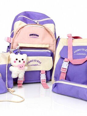 JingPin 5‑Piece Pastel Backpack & Tote School Set (New)
